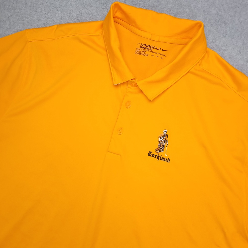 Nike Golf Men's Orange Polo Shirt XXL Standard Fit Dri-FIT Lochland Embroidered